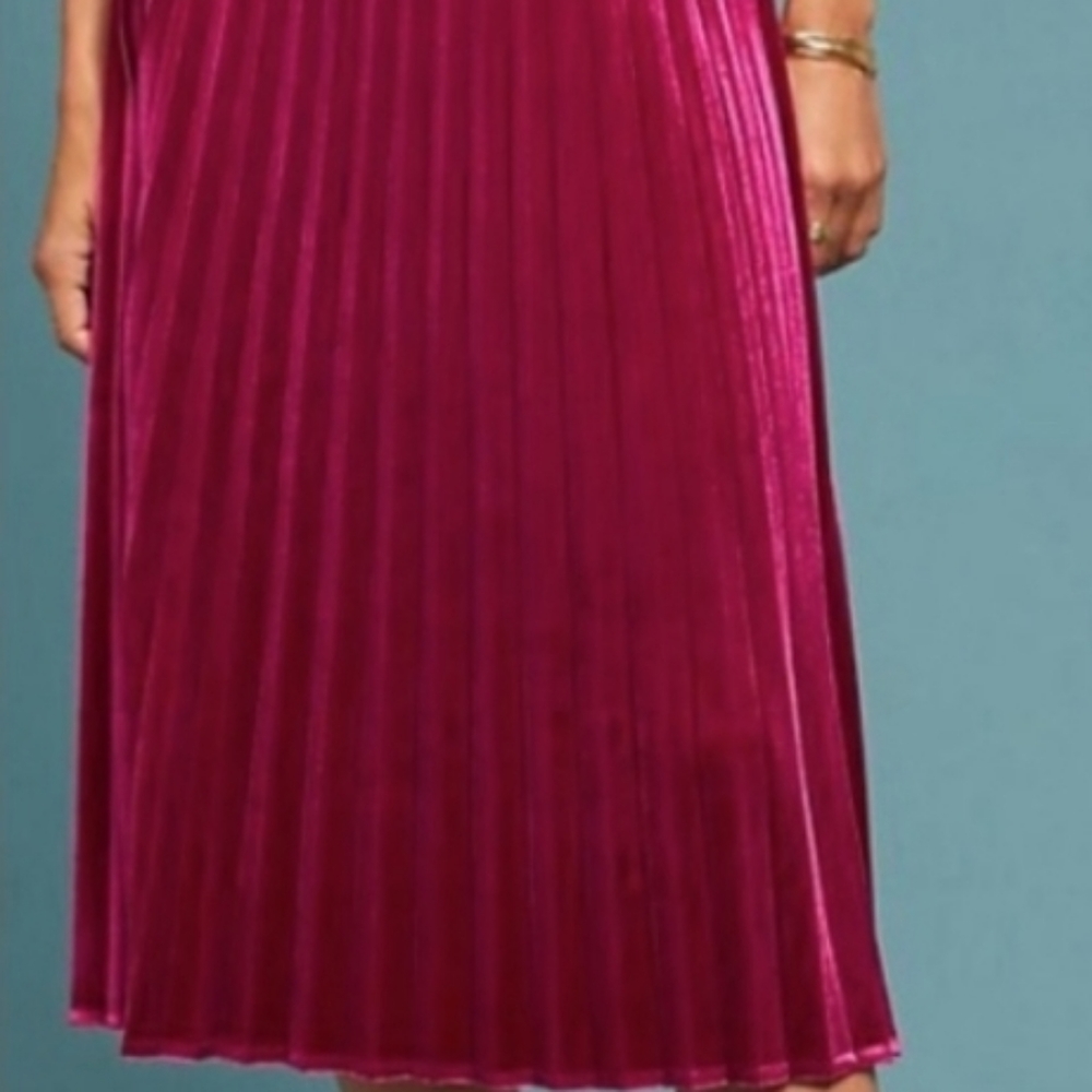 Anthropologie Maeve Pleated Velvet Skirt - Picture 5 of 6